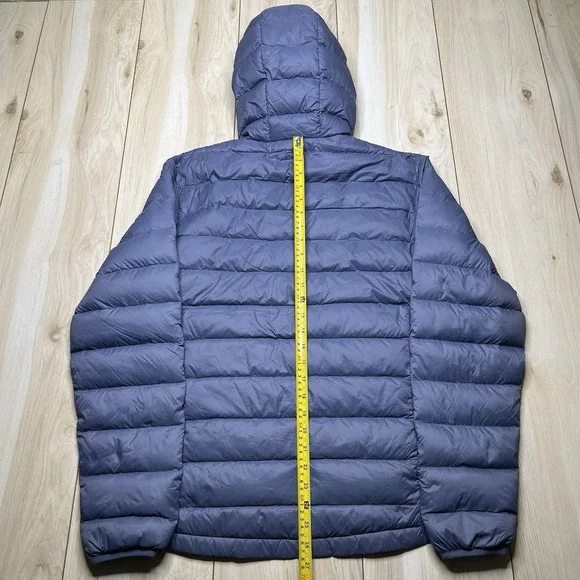 Eddie Bauer 550 Down Puffer Jacket Mens Medium Gray Hooded Lightweight Packable - Picture 13 of 14